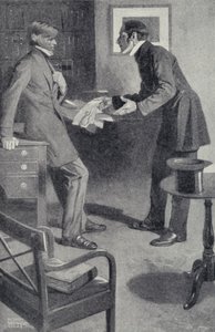 John Stuart Mill bringt seinem Freund Thomas Carlyle die schreckliche Nachricht, dass ein unachtsames Mädchen sein Manuskript verbrannt hat (Lithografie) von Sydney C Lucas