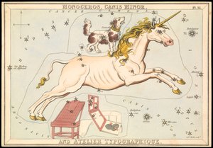 Monoceros, Canis Minor und Atelier Typographique, um 1825 von Sydney Hall