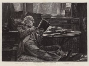Ein Tempel des Friedens, Mr. Gladstone in der Bibliothek von Hawarden Castle