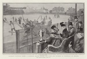 Kanadas Nationalsport, ein Lacrosse-Spiel vor dem Herzog und der Herzogin von Cornwall in Ottawa von Sydney Prior Hall
