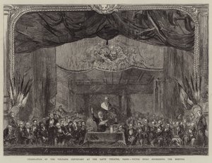 Feier des Voltaire-Jubiläums im Gaite-Theater, Paris, Victor Hugo spricht zur Versammlung von Sydney Prior Hall