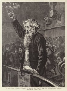 Im dunkelsten England, General Booth hält einen Vortrag über sein Auswanderungsschema von Sydney Prior Hall