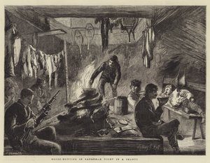 Elchjagd in Kanada, eine Nacht in einer Hütte von Sydney Prior Hall