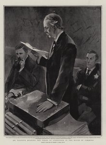 Herr Balfour liest die Kapitulationsbedingungen im Unterhaus vor