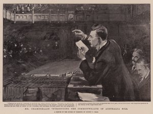 Mr. Chamberlain stellt das Commonwealth of Australia Bill vor von Sydney Prior Hall