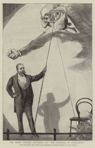 Mr. Harry Furniss hält einen Vortrag über die Humoresken des Parlaments