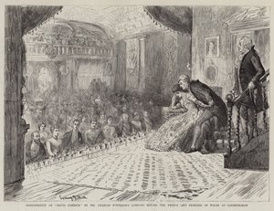 Aufführung von David Garrick durch Mr. Charles Wyndhams Gesellschaft vor dem Prinzen und der Prinzessin von Wales in Sandringham von Sydney Prior Hall