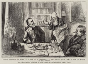 Pigott gesteht Messers G A Sala und H Labouchere, im Haus des Letzteren, dass er der Fälscher der Briefe war von Sydney Prior Hall