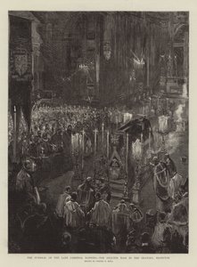 Das Begräbnis des verstorbenen Kardinals Manning, das Requiem in der Oratorienkirche, Brompton von Sydney Prior Hall