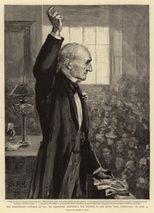 Die Mid-Lothian-Kampagne von 1892, Mr. Gladstone spricht auf dem Treffen in der Music Hall, Edinburgh, am 30. Juni von Sydney Prior Hall