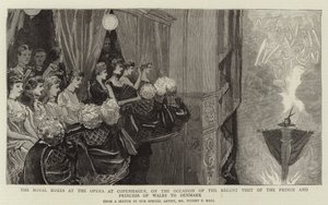 Die königlichen Logen in der Oper in Kopenhagen, anlässlich des kürzlichen Besuchs des Prinzen und der Prinzessin von Wales in Dänemark