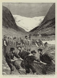 Der Besuch des Prinzen von Wales in Norwegen, Einholen des Seines unter dem Buarbrae, Sandvenvand, Hardanger von Sydney Prior Hall