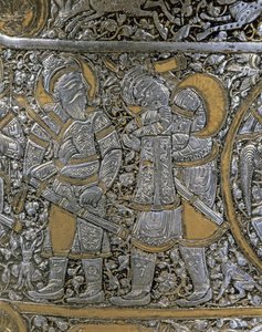 MAMELUKENRITTER: Detail einer Silbervase, Syrien von Syrian School