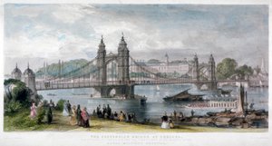 Ansicht der Hängebrücke in Chelsea, London, 1852 von TA Prior
