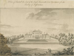 Patshull House: Sepia-Waschzeichnung, undatiert [spätes 18. Jahrhundert] von T Carter