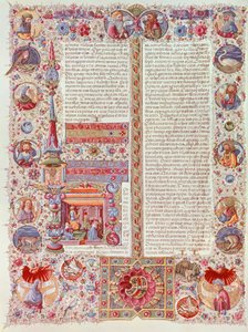 Illuminierte Seite von Taddeo Crivelli aus der Bibel von Borso d