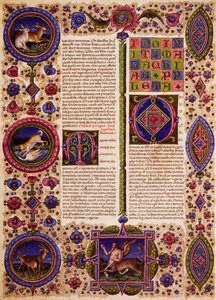Incipit aus dem Buch Zephanja, aus Band II der Bibel von Borso d