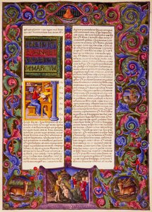 Incipit aus dem Evangelium nach Markus, aus Band II der Bibel von Borso d