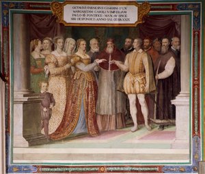 Italien, Region Latium, Caprarola (Provinz Viterbo), Farnese-Palast, Hochzeit von Ottavio Farnese mit Margarete von Österreich von Taddeo Zuccari, Fresko