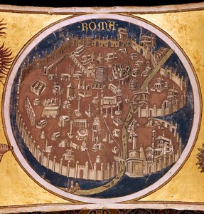 Perspektivkarte von Rom mit den Denkmälern der Antike, 1414