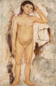 Akt eines Mädchens mit erhobenem Arm von Tadeusz Makowski