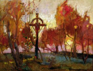 Landschaft mit einem Kreuz