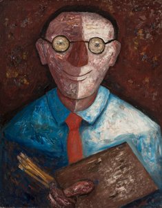 Männliches Porträt mit Palette (Jacques Gotkowski) von Tadeusz Makowski