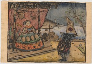 Serenada - Skizze für Holzschnitt von Tadeusz Makowski