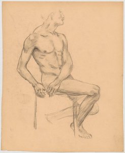 Aktstudie eines sitzenden Mannes von Tadeusz Makowski