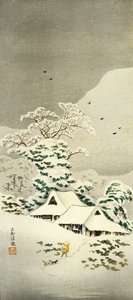 Szene im Schnee in Sawatari im Joshu-Distrikt, um 1930 von Takahashi Shotei