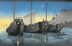 Dschunken im Meer von Takahashi Shotei
