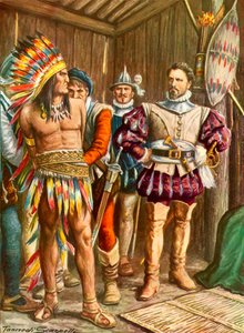 Ferdinando Cortes inhaftiert Montezuma von Tancredi Scarpelli