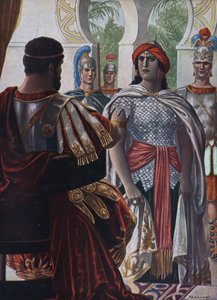 Römische Antike: Die Königin des Palmyrenischen Reiches Zenobia, gefangen vom römischen Kaiser Aurelian, 272 n. Chr. von Tancredi Scarpelli
