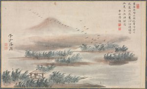 Eine der acht Ansichten der Xiao- und Xiang-Flüsse, 1788 von Tani Bunch