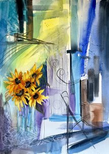 Lebendige abstrakte Sonnenblumen