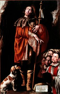 Heiliger Rochus, der Heilige trägt die Beule der Pest an seinem Bein von Tanzio da Varallo von Tanzio da Varallo
