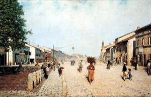 Eine Straße in Ravenna im Vorort Porta Adriana von Telemaco Signorini