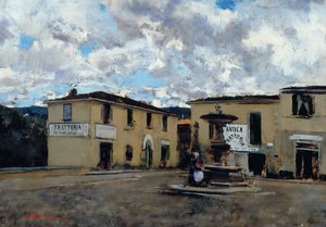 Der Platz von Settignano, ca. 1889 von Telemaco Signorini