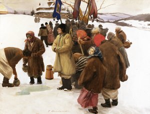 Orthodoxes Weihnachten in den Ostkarpaten: der Segen des Wassers von Teodor Axentowicz