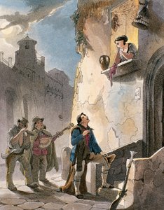 Serenade, Illustration aus Kostüme und Volksszenen von Neapel (Achille Vianelli) von Teodoro Guglielmo Witting