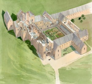 Luftaufnahme der Lilleshall Abbey, ca. spätes 15. Jahrhundert, ca. 1990-2010 von Terry Ball