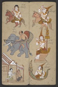 Or 16455 f.4r, Tiere aus dem Tierkreis, aus Phrommachat von Thai School