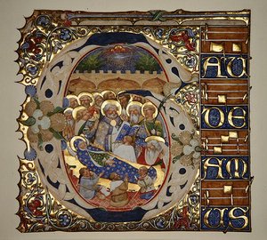 Marley Cutting IT.18 Entschlafung der Jungfrau, aus einem Graduale von Santa Mattia in Murano, Venedig, ca. 1450 von The Master of the Murano Gradual