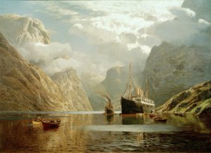 Die Auguste Victoria im Naeröfjord von Karl Paul Themistocles von Eckenbrecher