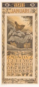 Kalenderblatt Januar mit Zaunkönig und Mäusen