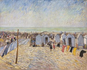 Strandbild mit Badekarren (Knocke)