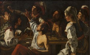 Karten- und Backgammonspieler. Streit um Karten von Theodoor Rombouts