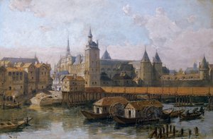 Die Île de la Cité und der Justizpalast im 16. Jahrhundert, 1917 von Theodor Josef Hubert Hoffbauer