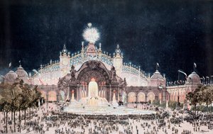 Weltausstellung, Blick auf den Palast der Elektrizität und das Wasserschloss, Paris