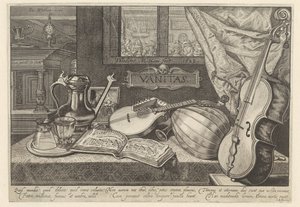 Vanitas-Stilleben mit Musikinstrumenten